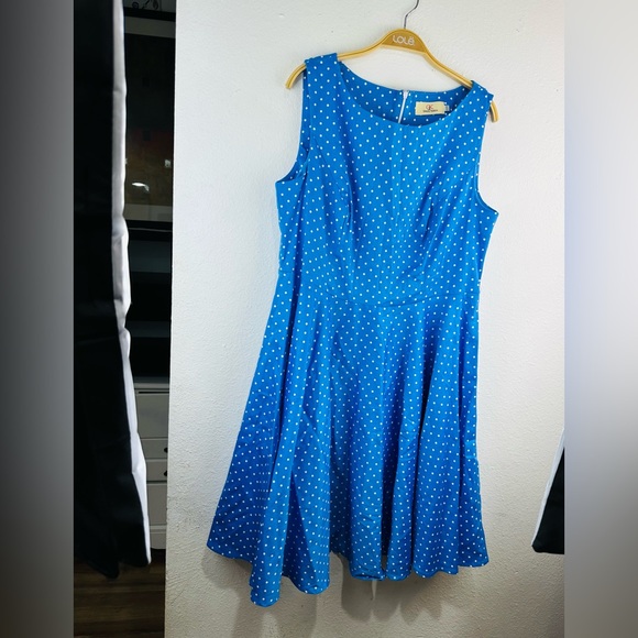 Grace Karin Blue and White Polka Dot A-Line Skirt - Picture 7 of 7